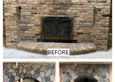 before, during and after stone remodel