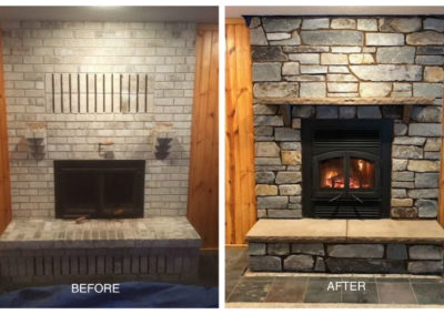 Before and after Stone surround and fireplace