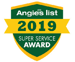 Angies List Super Service Award 2019 on a green and yellow shield